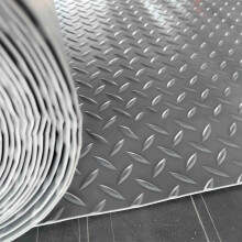Garage Floor Mat Diamond Plate Rubber Flooring Roll, Heavy Duty NonSlip Waterproof 1.2x4.6m Grey