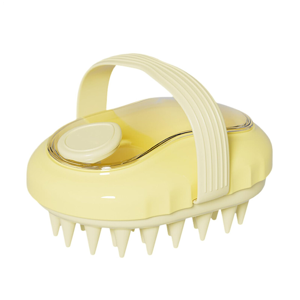 Yellow Scalp Massager Brush With Soft Silicone Bristles For Gentle Shampooing And Dandruff Relief