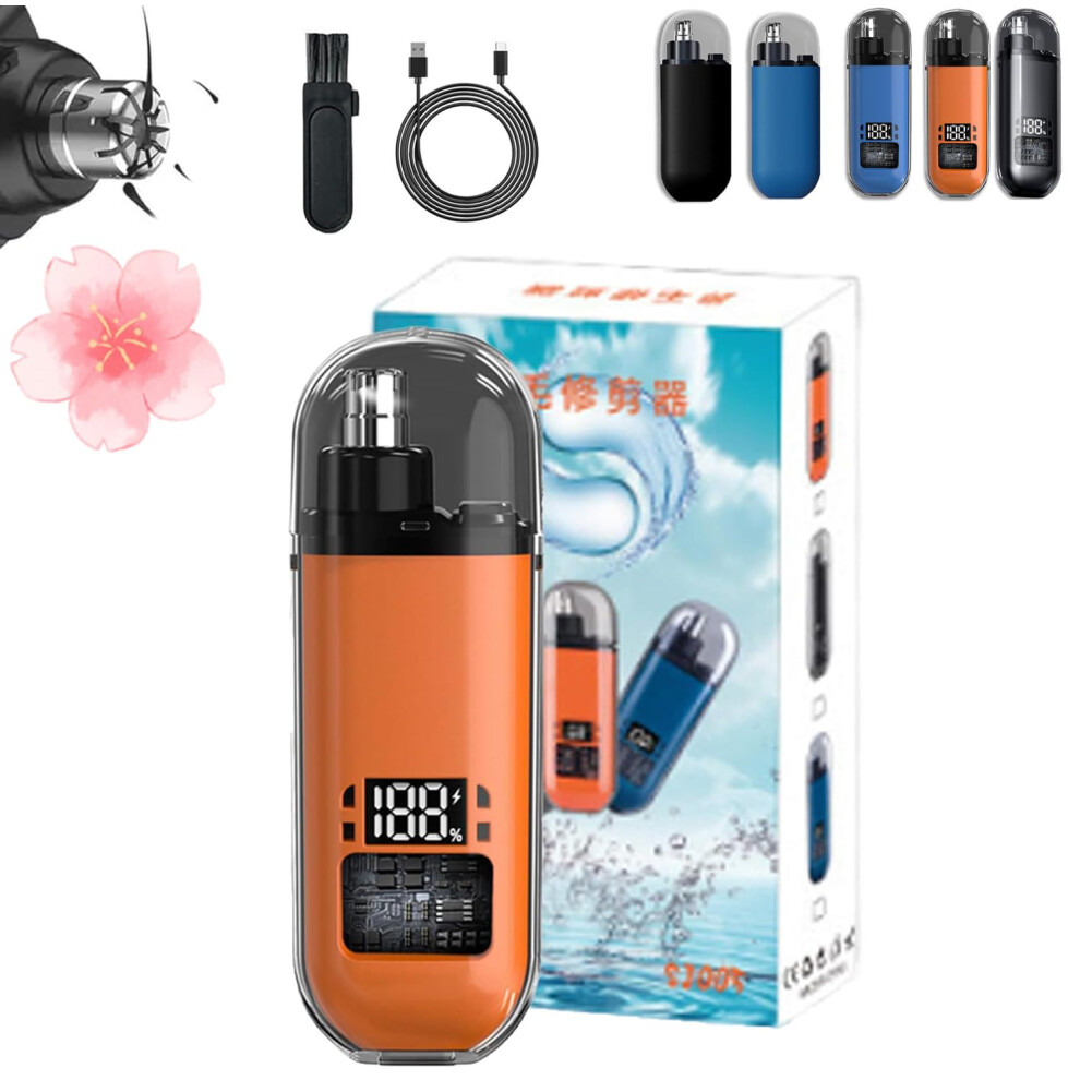 Orange Nose Hair Trimmer For Men Usb Rechargeable Ear And Nose Hair Clipper Painless 360 Blades Ipx6 Waterproof