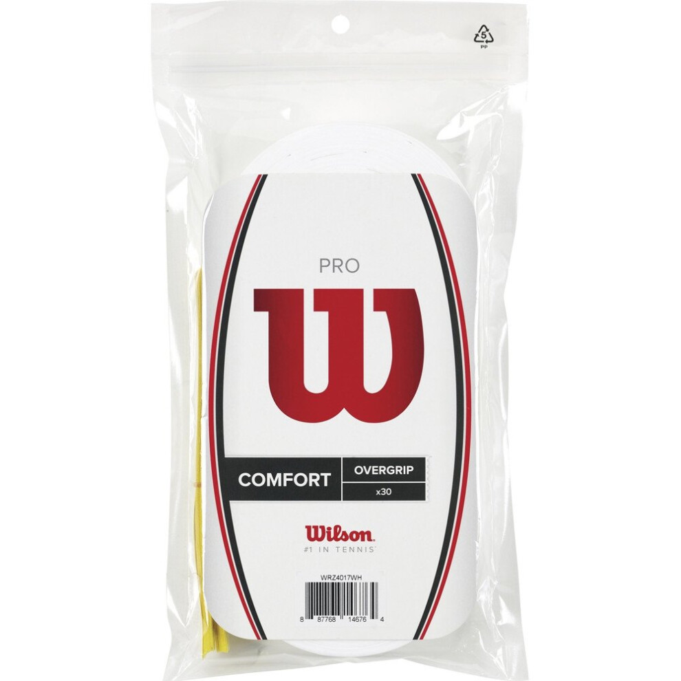 Wilson Unisex Pro Comfort Tennis Racket Overgrip White Pack Of 30 Uk