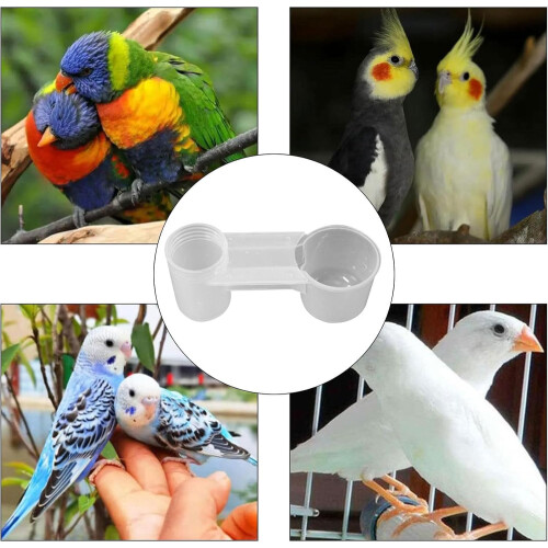 Bird Water Feeder SplashProof Double Port Automatic Poultry Drinker Cup for Parrots and Chickens 2