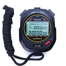 PULIVIA Stopwatch Sport Timer 30 LapsSplits Digital Stopwatch with Recall Countdown Timer Clock Alarm Calendar Large Display for Coaches Running Swi