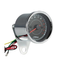 Universal Motorcycle Tachometer 12V with LED Backlight RPM Gauge Wide Angle Viewing Silver