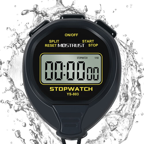 MOSTRUST Digital Simple Waterproof Stopwatch No Bells No Clock No Countdown Simple Basic Operation Large Display Silent Stopwatch with ONOff for Swi