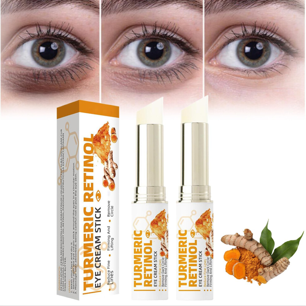 Cream/Dark Retinol And Turmeric Eye Stick 2Pcs For Circles Puffiness Fine Lines And Hydration