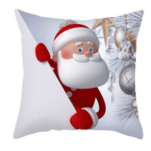 Snowman Pillow 45x45cm Christmas Backrest Cushion For Bedroom Silver Color