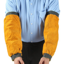 Welding Arm Sleeves Heat Resistant Leather with Adjustable Hook Loop for Industrial Work