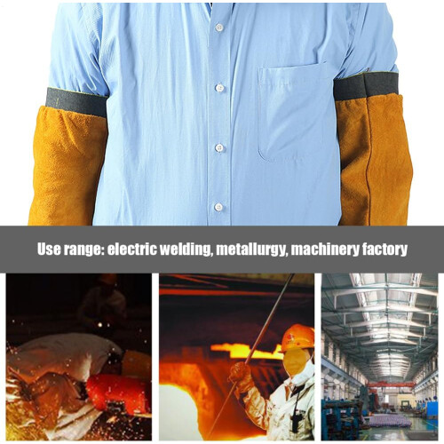 Welding Arm Sleeves Heat Resistant Leather with Adjustable Hook Loop for Industrial Work 2