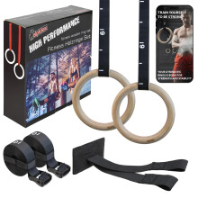ALPIDEX wood gym rings gymnastic rings including door anchor and fastening loops incl ebook with exercises