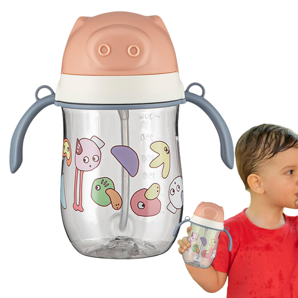 Leakproof Baby Sippy Cup with Soft Straw, 80ml Transparent Cartoon Design for Travel and Toddlers