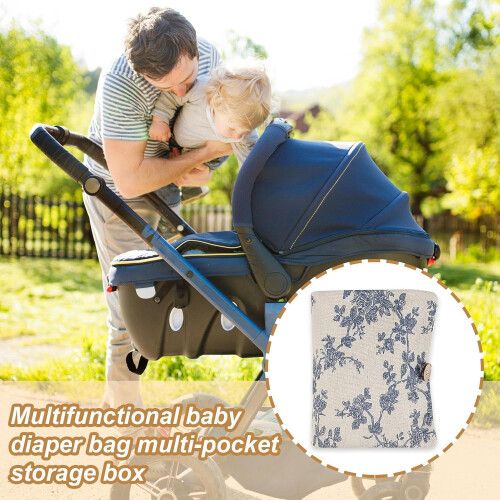 Diaper Caddy Organizer with Handle, MultiPocket Nursery Storage Basket for Baby Essentials, Blue 2