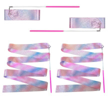 Sparkling Dance Ribbons 2 Pcs 787 Inch Rhythmic Gymnastics Ribbon for Kids Streamers Dancing Ribbon SticksDancer Dancing Training Birthday Party Per