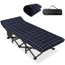 ATORPOK SHOP Camp Beds for Adults with Cushion Comfortable Travel Camping Cot for Sleeping Portable Tent cot with Carry Bag Supports 450 lbs Blue