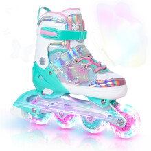 Kids Inline Skates for Girls Boys Teal Blades Roller for Kids Age 4 5 6 7 Adjustable All Light up Wheels Indoor Outdoor Sports Birthday Gift for So