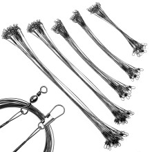 50 PCS Fishing Wire Leaders 5 Size 1015202530cm Fish Line Fishing Accessories with Rolling Swivels and Snaps for Saltwater and Freshwater