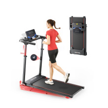 Toputure 6 in 1 Folding Treadmill with Retractable Handrail 1510 Incline Walking Pad Treadmills for Home 112KMH Foldable Treadmill with Table Cup Ho