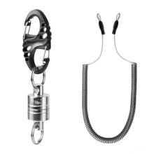 SF Magnetic Net Release Magnet Clip Holder Retractor with Coiled Lanyard Silver