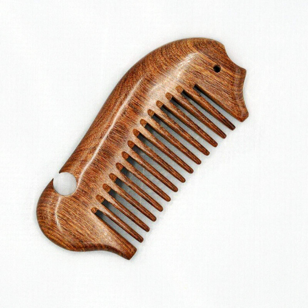 Unisex Sandalwood Comb Set Anti Static Dual Tooth Wooden Hair And Beard Grooming Travel Size 2Pcs