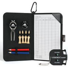 flintronic Scorecard Holder Golf Scorecard Holder Waterproof Leather Golf Score Card Wallet with Pen Golf Scorecard Cover Leather Scorecard for Golf