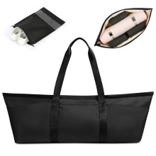 Aucuu Large Yoga Mat Bag Yoga Mat Tote Carrier for Women Men with Yoga Mat Holder Strap Bottle Pocket and Wet Compartment Black