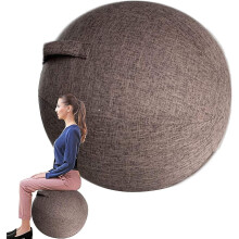 Yoga Ball Cover Cotton Linen AntiSlip Breathable for 55/65/75 cm Exercise Ball Brown