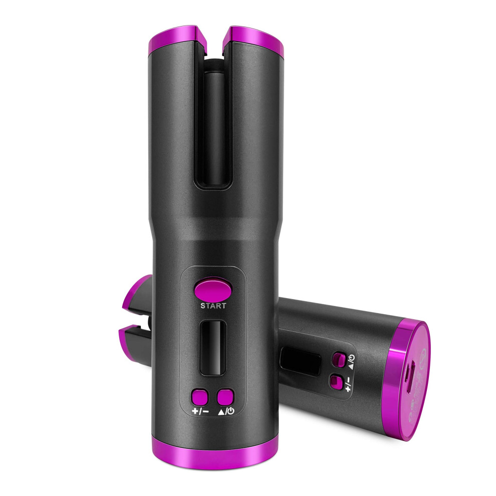 Cordless Automatic Hair Curler with LCD Display, Fast USB Charging, Ceramic Barrel for Travel
