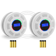 Smoke and Carbon Monoxide Detector Wireless Interconnected Alarm with LCD Display Battery Powered White 2