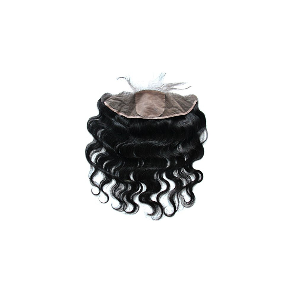Peruvian Virgin Human Hair Body Wave Lace Frontal Closure 13x4 4x4 Silk Base Natural Black Bleached Knots