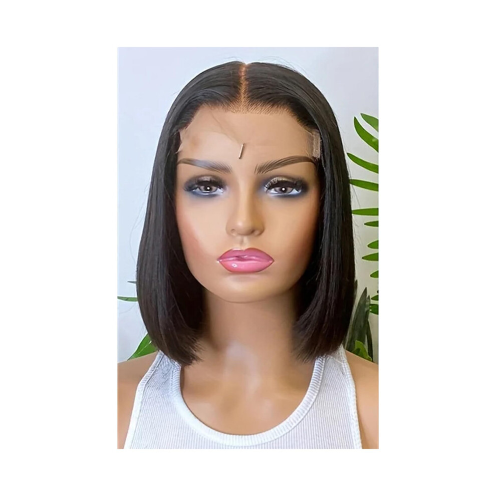 13x4 HD Lace Front Remy Human Hair Wig Short Straight Bob Medium Cap Realistic Hairline 16in