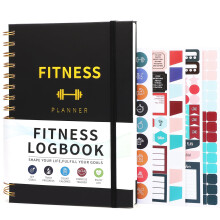 Thboxes Gym Log Book A5 Hardcover 100 Sheets Workout Log Book Fitness Planner to Track Weight Loss Fitness Progress Set Goals 100gsm Thick Paper I