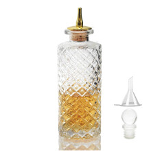 Cocktail Bitters Bottle 5.8oz Diamond Pattern Glass Dash with LeakResistant Metal
