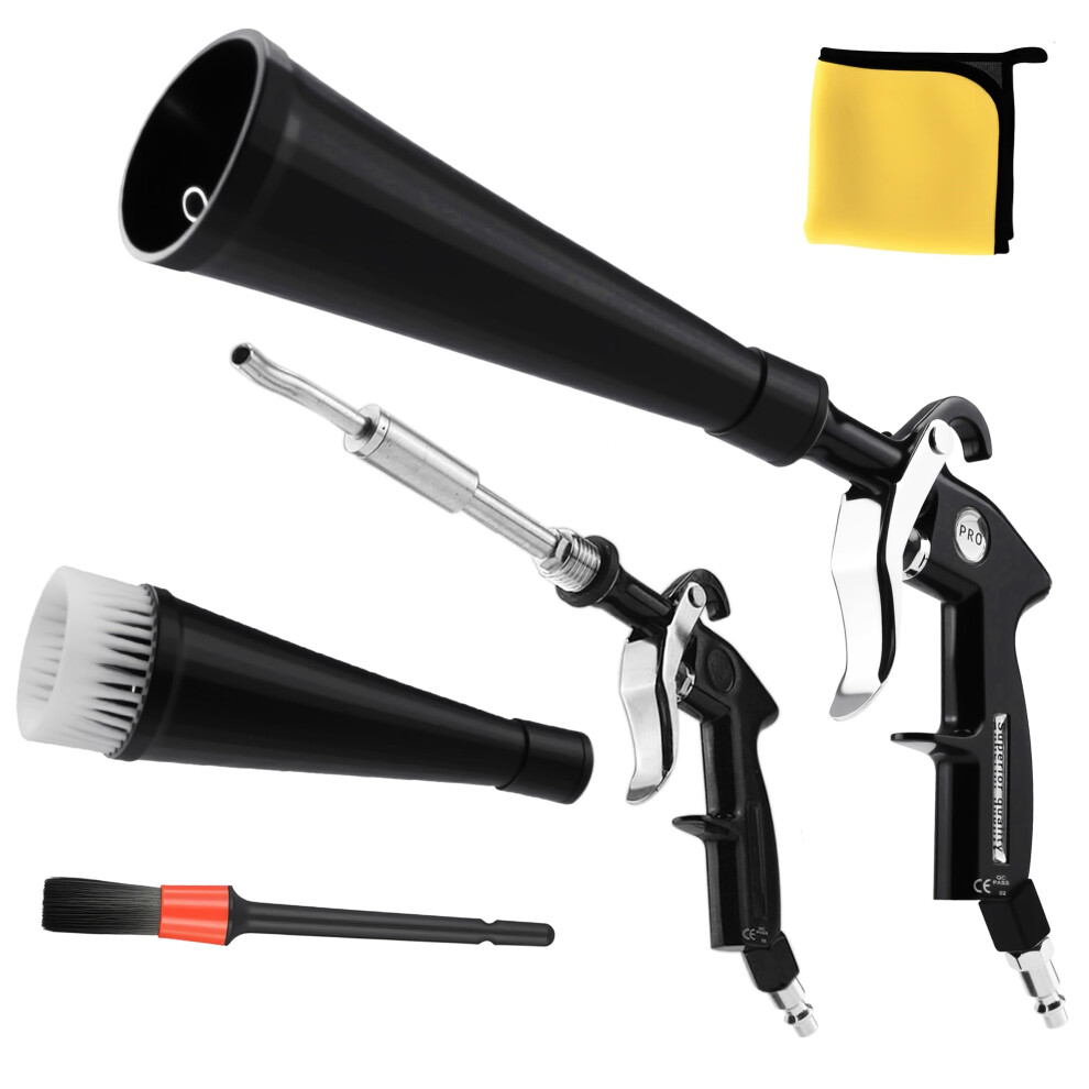 Car Detailing Air Gun With 360 Rotating Airflow, Pressure Cleaning For Interior And Exterior, 2 Nozzle Set Hcl15 Black 9070919953828