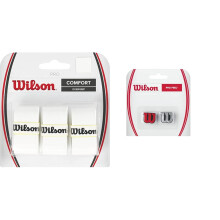 Wilson Overgrip Pro Overgrip Unisex White Pack of 3 WRZ4014WH Tennis Vibration Dampener with Logo for Rackets Pro Feel RedSilver Pack of 2