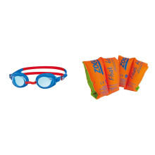 Zoggs Kids Ripper Junior Swimming Goggles Antifog And UV Protection Blue Red Tint 614 Years Childrens Safe Float Arm Bands Orange 36 Years up to 25