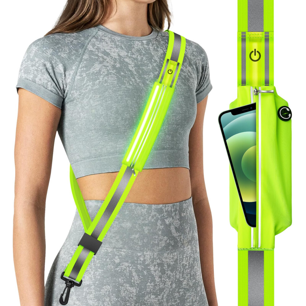 Led Reflective Belt Sash For Walking At Night Night Running Safety Gear High Visibility Rechargeable Led Light Up Running Belt For Runners Walkers M 80618782