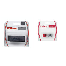 Wilson Overgrip Sublime Grip BasisOvergrip Unisex Black 1 Pack WRZ4202BK Tennis Vibration Dampener with Logo for Rackets Pro Feel RedSilver Pack of