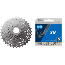 Shimano CASSETTE HG400 9 speed 1132 KMC Unisexs X9 Chain SilverGrey 114 Link