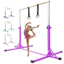 FBSPORT Gymnastics Bar Horizontal Bar with Gymnastic Rings for Kid 13 Height Adjustable Junior Training Kip Bar Gymnastics Training Equipment for Ho
