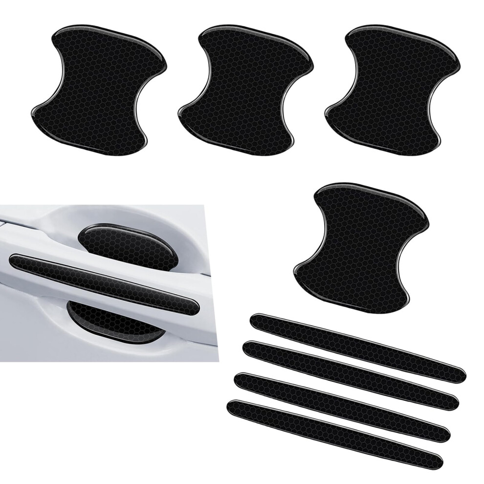 8 Pcs Car Door Handle And Bowl Protector, Antiscratch Waterproof Universal Paint Guard Film, Black 9455672800921