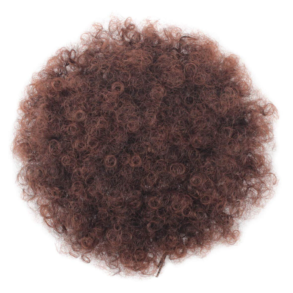 Unisex Black Afro Puff Ponytail With Natural Kinky Curls, Secure Drawstring Fit, 8 Inch Synthetic Hairpiece For Women T33#