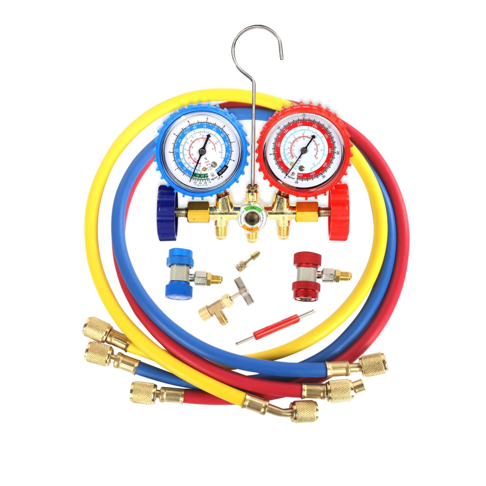 3 Way Ac Manifold Gauge Set For R134a R12 R22 R502 With Quick Couplers And Hvac Service Tools 9070919954610