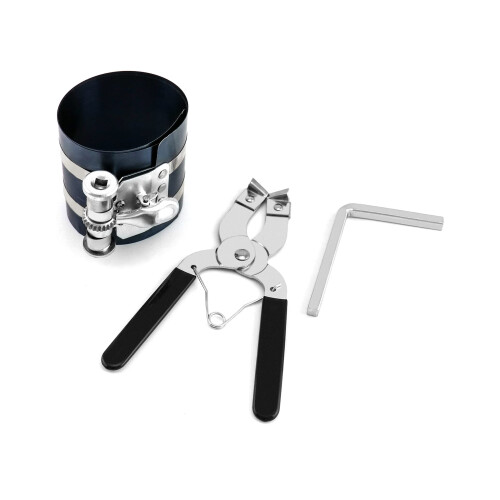 Piston Ring Installer and Compressor Tool Kit, Adjustable Carbon Steel Pliers for Engine