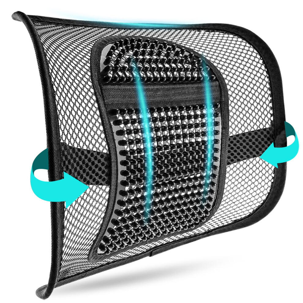 M Zimoon Mesh Back Support, Mesh Lumbar Support Cushion Air Flow Chair Back Support With Elastic Strap Back Rest For Home Office Chair Car Seat Back