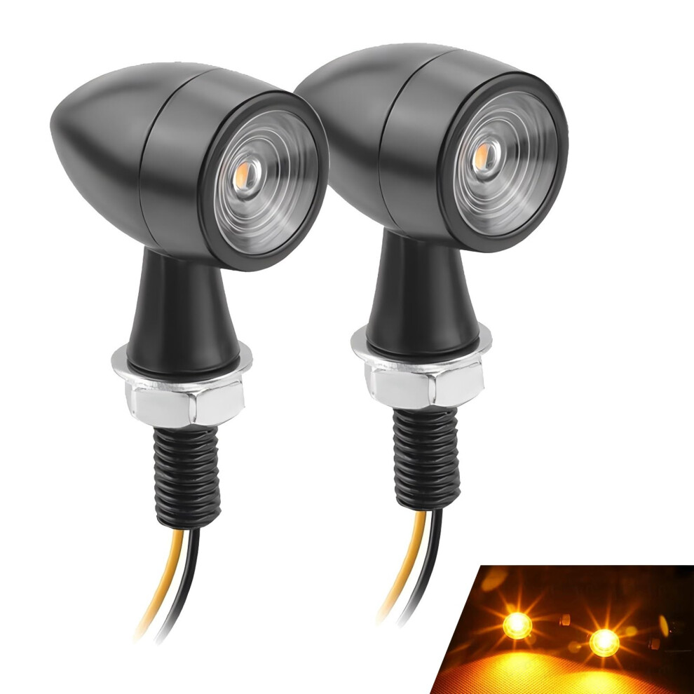 Motorcycle Led Bullet Turn Signals, Vintage Indicator Lights, Waterproof 12V Front And Rear Amber 9053599128427