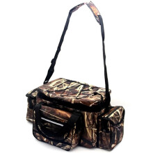 Large Capacity Nylon Waterproof Fishing Tackle Bag with Two Layers and Adjustable Shoulder Straps Khaki
