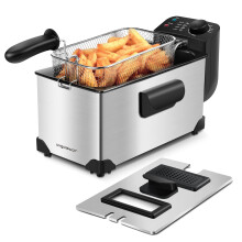 Aigostar Deep Fat Fryer 2200W, 3 Litre Deep Fryer Easy Clean, with Viewing Window, Stainless Steel, Temperature Control, Removable Oil Basket, Silver