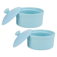 Ceramic Ramekins with Lids Oven Safe Porcelain Baking Cups for Souffle Pudding Desserts