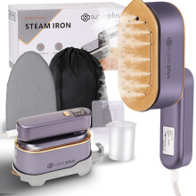 SUPERPLUS Travel Iron Portable Clothes Steamer, Garment Steamer Ironing Gloves - Upgraded 2 in 1 Steamer Clothing, 3 Steam Levels, 150ml Water Tank,