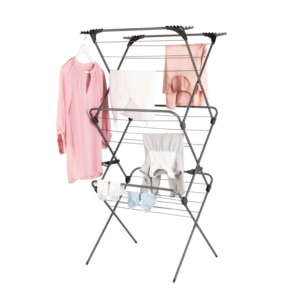 New Minky Premium Sure Grip 3 Tier Airer, Stainless Steel, Gunmetal, Standard Size Ih87490121n