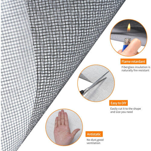 Fiberglass Window Screen Roll 36 x 100 Ft Black InsectProof Mesh for DIY Window Screen Replacement 1